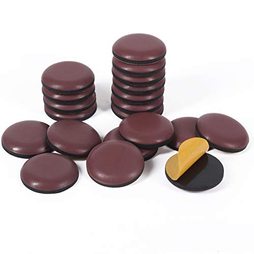 GINOYA Stick Furniture Sliders, 20pcs 1inch Teflon Furniture Glides for Carpet Tile Hardwood (Coffee)
