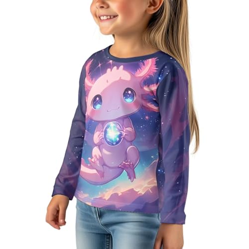 Image of Girls Cartoon Print Long Sleeve Graphic Tee Casual Crew Neck T-Shirts for 3-16 Years Little Girls