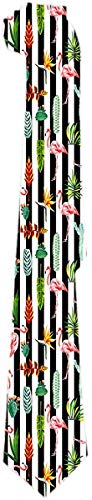 Lazo de Los Hombres Cactus de Flamenco Rosado Hojas de Plátano Flores Rayas Blancas y Negras Clásicas Tropicales Corbatas de Regalo Únicas Jacquard Tejidas para Negocios Fiesta de Bodas