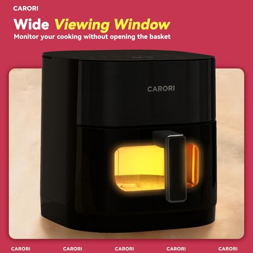 Image of CARORI 6 Qt Dual Heat Air Fryer with Viewing Window, 14 Presets, 1700W, No-Flip Top and Bottom Heating, 392F Max, Nonstick Dishwasher-Safe Basket, Black