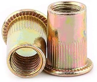 M3-M12 Carbon Steel Flat Threaded Rivet Nut Flange Rivnut Knurled Steel Head Threaded Insert Nutsert Assortment Kit(M12（20 pcs/Pack）)