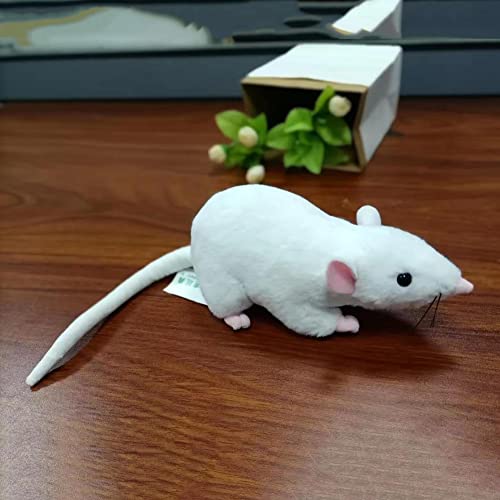 Lhcn021 13" Soft Small Grey Rat Mouse Plush Toy Lifelike Mice Stuffed Animals Toys Dolls Gifts For Kids Pets (White) #TOP6