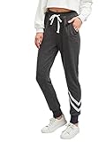 SweatyRocks Women Pants Colorblcok Casual Tie Waist Yoga Jogger Pants (Large), Black Grey #2