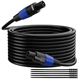 Elecan Professionelles Speakon-auf-Speakon-Kabel, 7,6 m, 12 AWG, robustes Hochleistungs-Audiokabel, DJ/PA-Verstärker, Lautsprecherkabel mit Twist-Lock-Anschluss, 9,5 mm Außendurchmesser, Schwarz +
