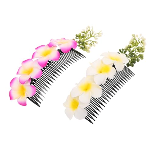 ledmomo 女性用人工プルメリアヘアコーム 2個 ビーチホリデー用花柄ヘア飾り 夏のパーティーや結婚式用トロピ ヘアピン
