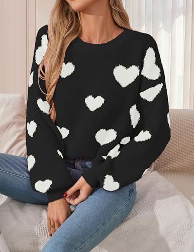 Image of Libsorge Womens Valentine Heart Sweater 2026 Valentines Day Trendy Cute Oversized Long Sleeve Pullover Sweaters