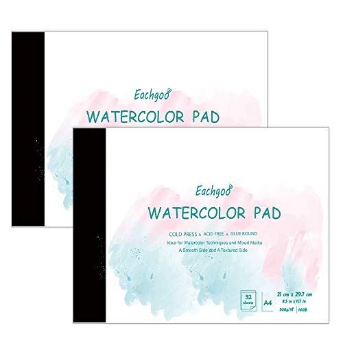 Eachgoo Bloc Acuarela para Pinturas Acuarelas, 32 Hojas A4 Cuadernos de Acuarela Papel Para Principiantes y Artistas (2)