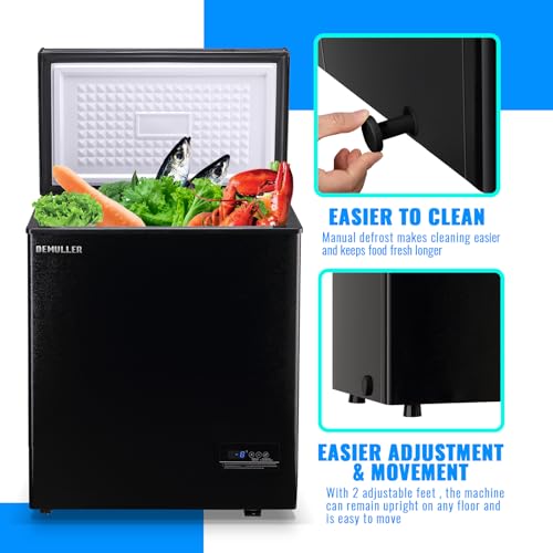 Image of DEMULLER Chest Freezer 4.0 CU. FT Ultra-low Temperature Deep Freezers (Down to -12 ℉) with TWO Removable Baskets Accurate Display of Cabinet Temp Freestanding Black