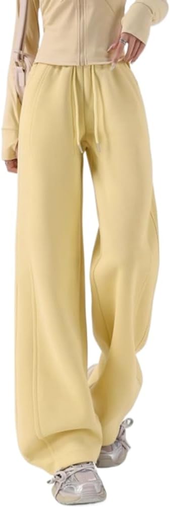 Yellow Sweatpants for Womens Spring and Autumn Narrow Pants Casual straightleg