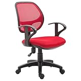 IDIMEX Kinderdrehstuhl Schreibtischstuhl Drehstuhl Bürodrehstuhl COOL, 5 Doppelrollen, Sitzpolsterung, Armlehnen, in rot