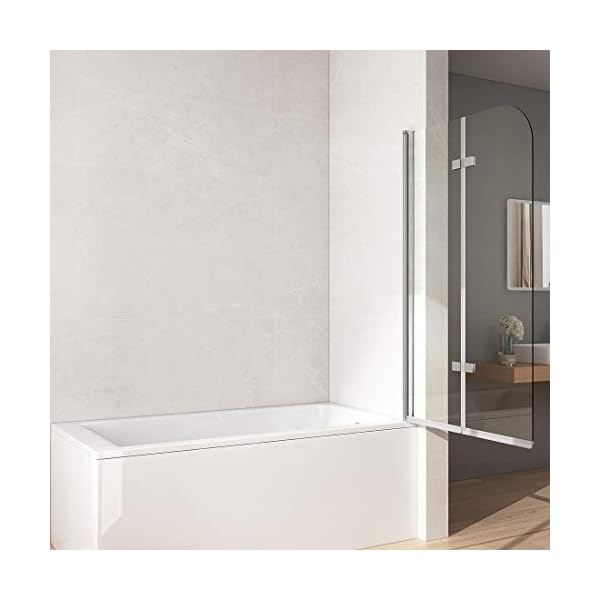 KOBEST 100x140cm Duschabtrennung Badaufsatz Badewanne Duschwand 2-teilig klappbar 6mm Duschwand Badewanne mit beidseitiger Nano-Beschichtung Glas – Bild 5