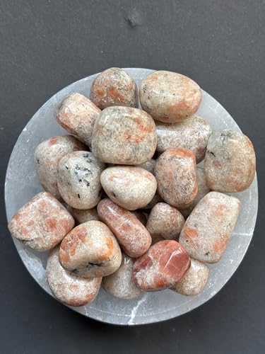 Image of Tumbled Stones, Natural Crystal Healing Stones, Home Office Decor, Aquarium Decorative Pebbles, Vase Fillers (Sunstone, 50)