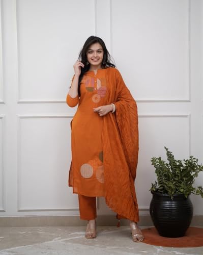 Kurta imprimé orange Yashika : finis les ensembles ternes, osez la couleur ethnique en taille M - 3
