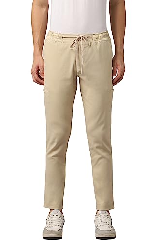 Image of Hubberholme Men's Tapered Fit Cotton Trousers, Ankle Length Elastic & Drawstring Waist Chinos