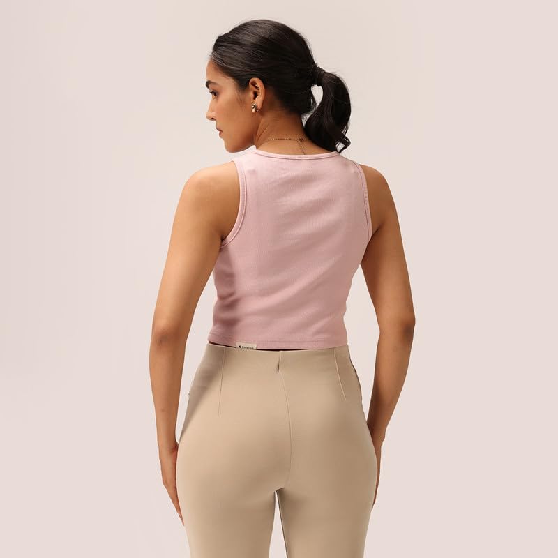 Image of BlissClub Womens Blissentials Crop Tank, Stretchy Fabric, Tailored Comfortable Fit, Everyday Essential