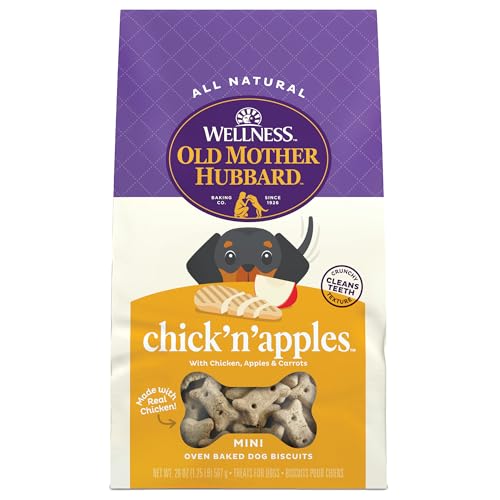 Wellness Old Mother Hubbard Classic ChickNApples Dog Biscuits Natural Training Treats Chicken and Apple Flavor Mini Size 20 oz Bag