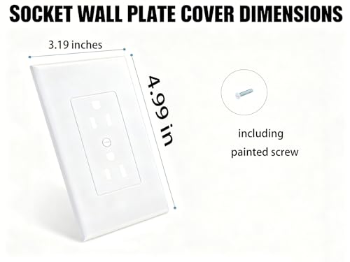 Image of ZEFTV 20 Pack Duplex Outlet Covers Wall Plates 1-Gang Switch Outlet Electrical Cover Plate Unbreakable Thermoplastic Faceplate for Light Receptacle Outlet Switch, White