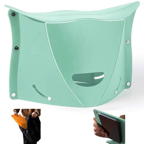 koofull Foldable Portable Outdoor Stool, Thickness of 0.5 in, Quick Opens for Camping Hiking Picnic Fishing Subway, Lightweight Mini Folding Travel Potty Stool, Footrest for Air Travel Green
