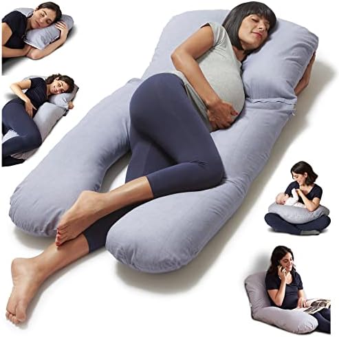 Niimo Pregnancy Pillow for Sleeping - 2022 Double Platinum Winner, Washable Maternity Pillow for Pregnant Women, Pregnancy Gifts, Pregnancy Sleeping Pillow, 100% Cotton Pillowcase, Pink White Pois