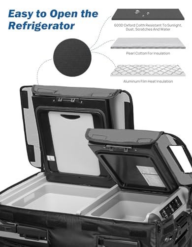 Image of JOYTUTUS Insulated Protective Cover for 30 Quart (28L) Car Portable Refrigerator, Dual System Electric Cooler Fridge Cover Transit Bag
