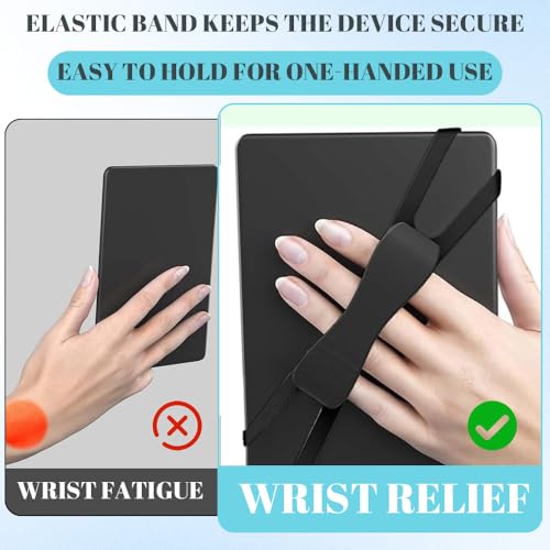 BQRKOTM Bequeme Handschlaufe für Kindle und Tablets mit einer Größe von 6-8 Zoll, universal, hochelastisch, für Tablet/Paperwhite/Kobo/Oasis/E-Book/Handy (schwarz)