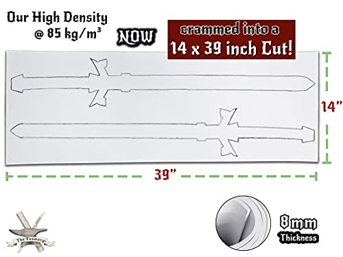 Espuma EVA Cosplay - 8 mm (1 mm a 10 mm) - Branco ou Preto - Folha de 35,5 x 99 cm - Espuma de Artes