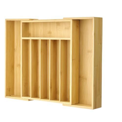Vtopmart Besteckkasten für Schubladen, ausziehbar bis 47cm, Bambus,8 Fächer – Ansicht 1