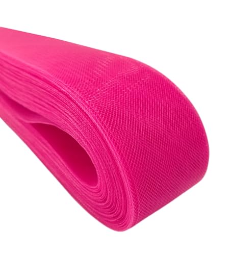 Abbaoww 50 Yards Soft Hot Pink Horsehair Braid 1 Inch Wide for Sewing Wedding Dress Dance Formal Dress Accessories Skirt Shaping Trimming