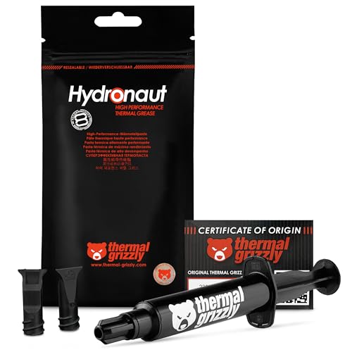 Thermal Grizzly - Hydronaut - 7.8 Gramm/3 ml - Leitfähige Hochleistungs-Wärmeleitpaste - Ideal für Luft- und Wasserkühlung von CPU/GPU/PS4/PS5/Xbox - Für große Kühlflächen