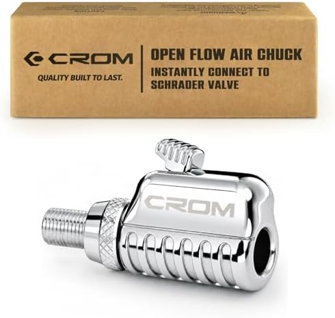 CROM Air Chuck Tire Inflator – Lock-On Chuck with 1/4-Inch F NPT Open Flow, for Dually Trucks, RV, Bicycle, Car Semi (Air Chuck)