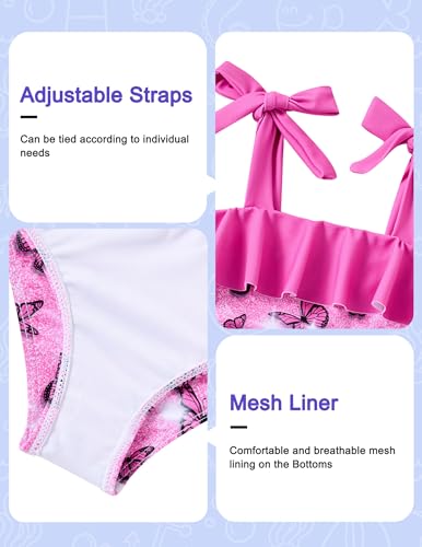 Image of ALISISTER Girls Swimsuit 3 Piece Bathing Suits Flounce Bikini Tankini Set Beach Swimwear with Cover Ups Skirt for 3-8 Years