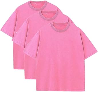 3 pcs Vintage Mens Oversized T-Shirt Unisex Loose Fit Streetwear Tee for Casual Gym Cotton Shirt