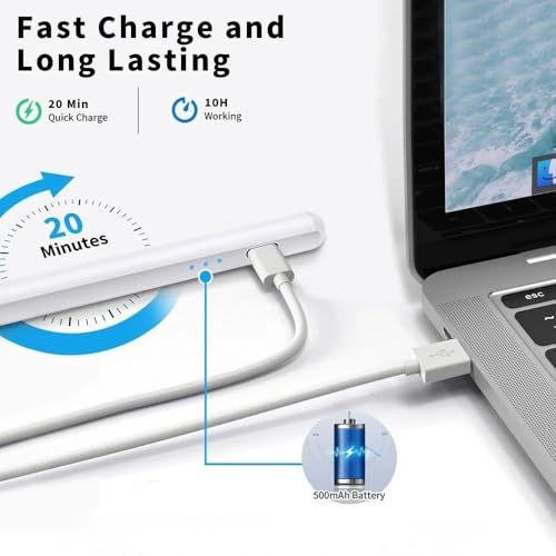 Image of Universal High-Precision Digital Stylus Pen for iPhone, Android, Windows Tablets & All Smartphones | Type-C Rechargeable | Sketching & Note Taking Pen | Includes 2 Replacement Tips (White)