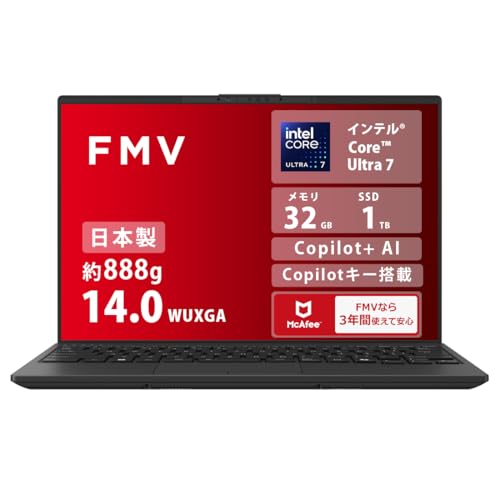 FMV �x�m�� �m�[�g�p�\�R�� ���{�� Copilot+ AI Note U WU1-L1 (Copilot�L�[����/Win 11 Pro/14.0�^/Core Ultra 7/32GB /SSD 1TB/Office�Ȃ�) AZ_WU1L1_Z1181