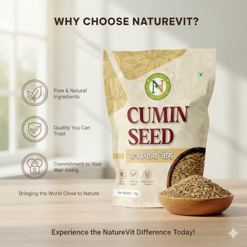 Image of NatureVit Cumin Seeds (Jeera) 400g - Bold Whole | Fresh Rajasthan Jeera | Pure, Natural, No Added Colours or Preservatives
