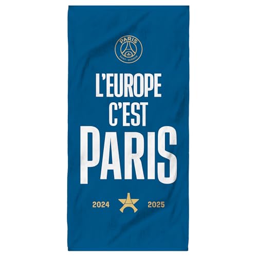 OMYDREAM PSG Nation Drap de Bain | 100% Coton | Oeko-TEX | 75x150 cm | Velours Ultra-Doux | Plage et Piscine (Bleu)