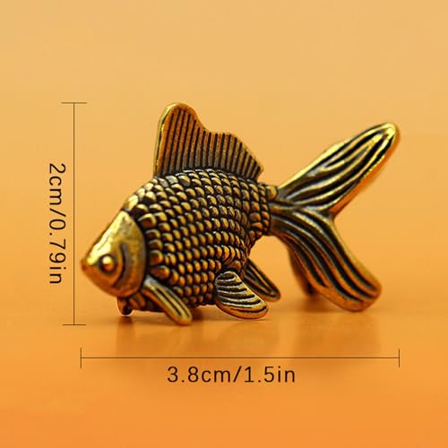 Figura de pez dorado de bronce retro para decoración miniatura 2