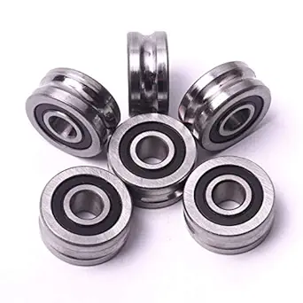 Atoplee 6pcs U Groove Sealed Ball Track Guide Bearing Double Row Angular Contact Ball Bearings LFR50/8-6
