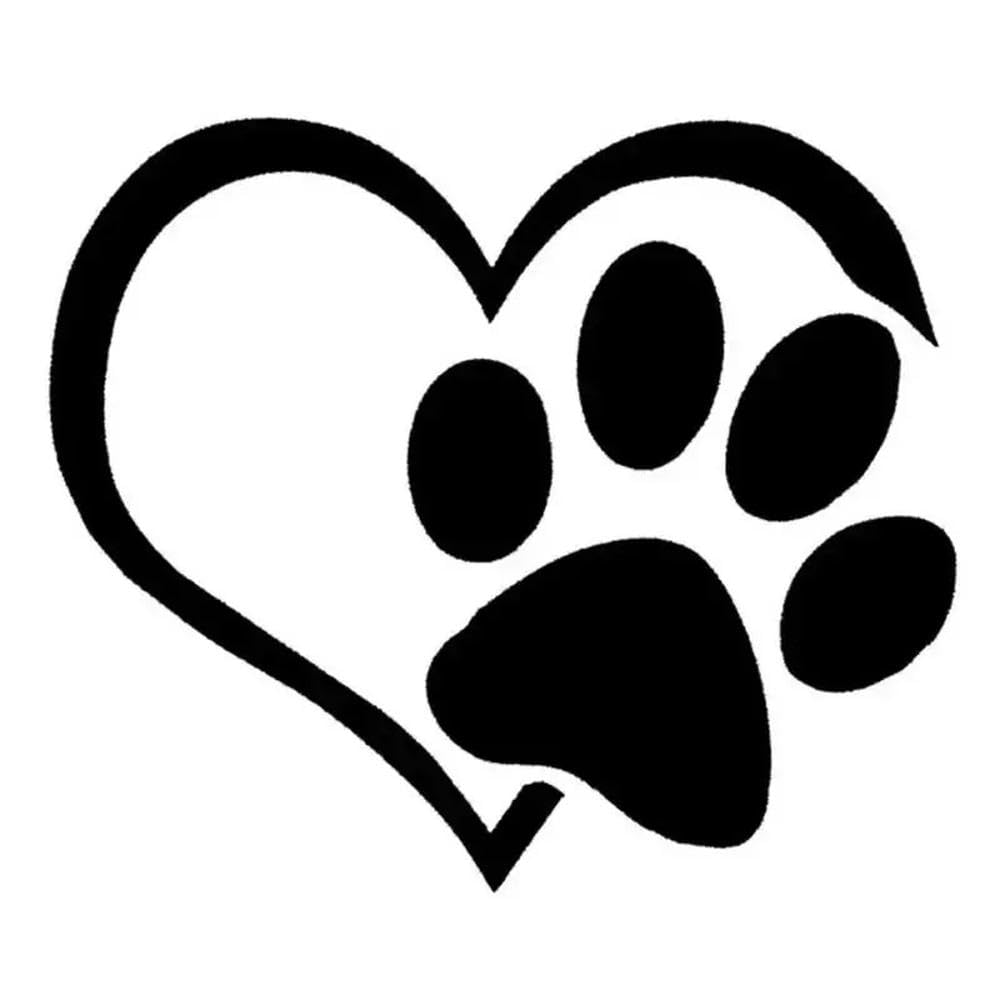 Auto Accessory Dog's Paw Hearts Sticker Car Body Window Bumper Vinyl Decal(Black,L)