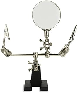 NEIKO 01902 Adjustable Helping Hand with Magnifying Glass, Soldering Station Stand with Dual Alligator Clips and a Heavy Base