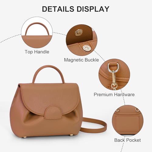 Small Top Handle Bag Crossbody Bags Purses for Women Designer Luxury Mini Faux Leather Shoulder Bag Handbag Satchels - Image 5