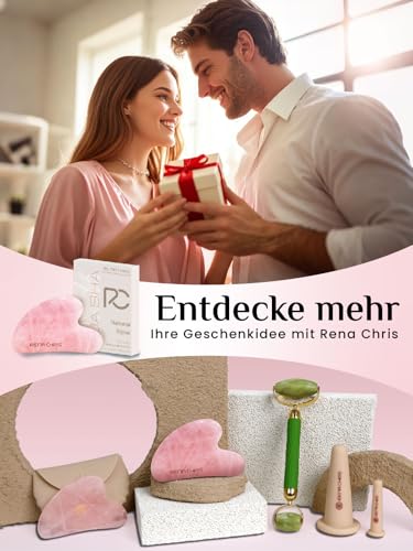 Rena Chris Rosenquarz Gua Sha Stein, Guasha Stein für eine definierte Kieferlinie, gegen Gesichtsschwellungen, Hautpflege-Geschenk – Rosa 6