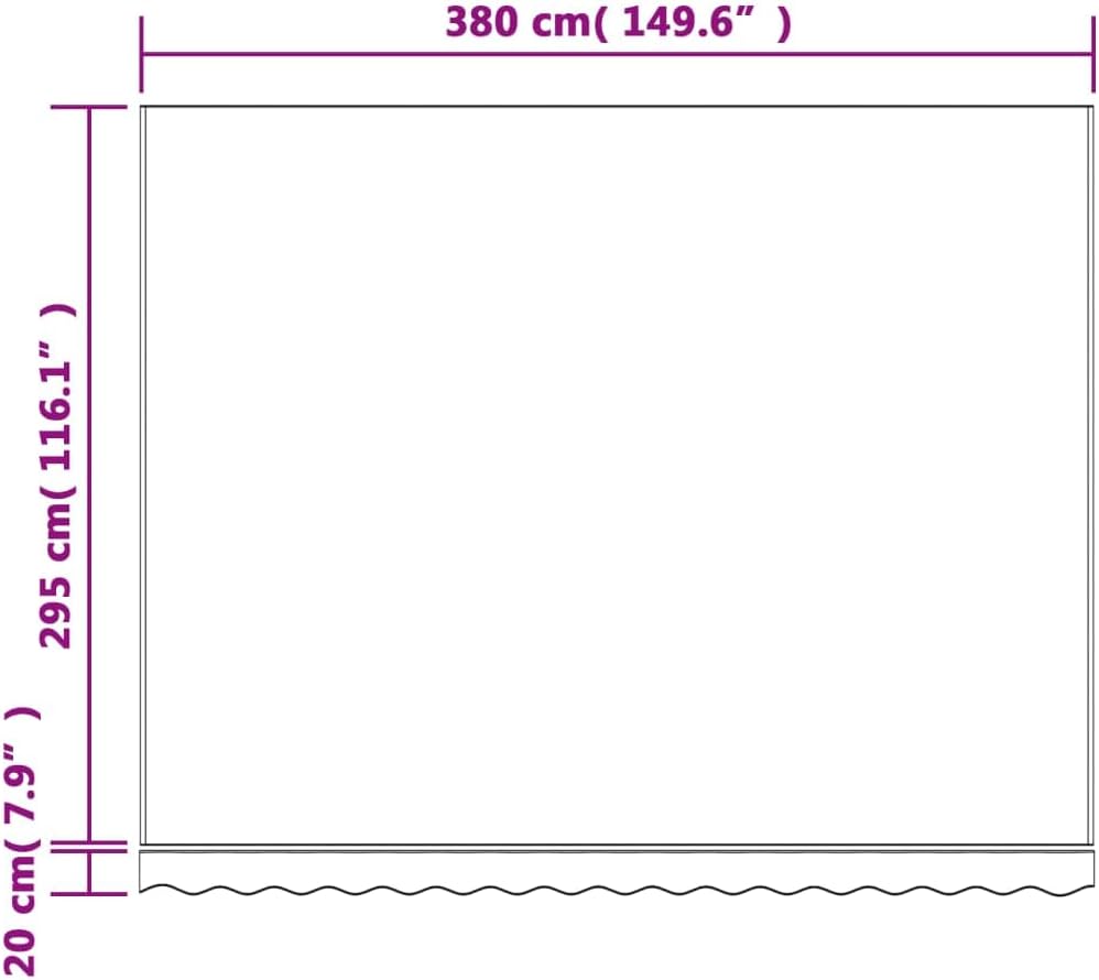 Dimensions diagram for vidaXL Awning Fabric