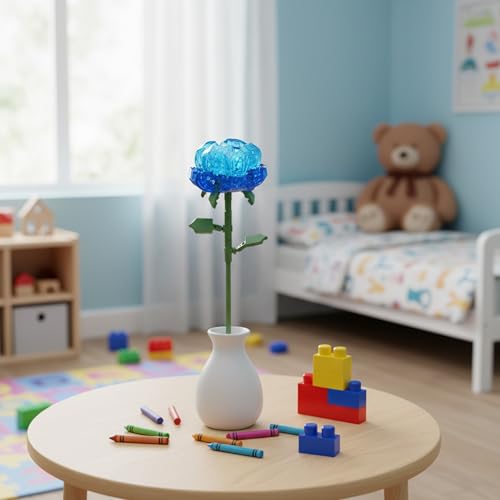 Image of STEM Rose Flower Building Blocks Set (71 Pcs, 12-in-1) | DIY Flower Pen Stand Kit for Kids 6+ Years (Boys & Girls) | Creative Craft & Learning Toy | Ideal Gift for Kids