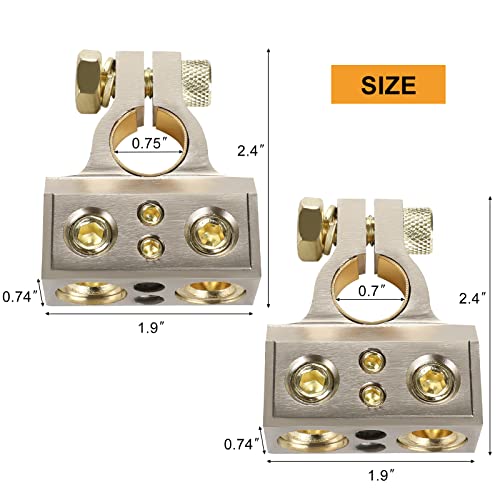 Battery Terminal Connectors, Huazu 0/2/4/6/8 Awg Universal Car Audio Battery Terminals Top Post Battery Terminal With Protective Covers And Shims For Marine Boat, Positive And Negative (Silver) #TOP5