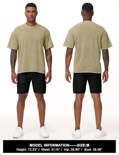 Image of Eiscntd Men's Oversized T-Shirts Heavyweight Cotton Vintage Washed Loose Fit Unisex Baggy Tee Shirts
