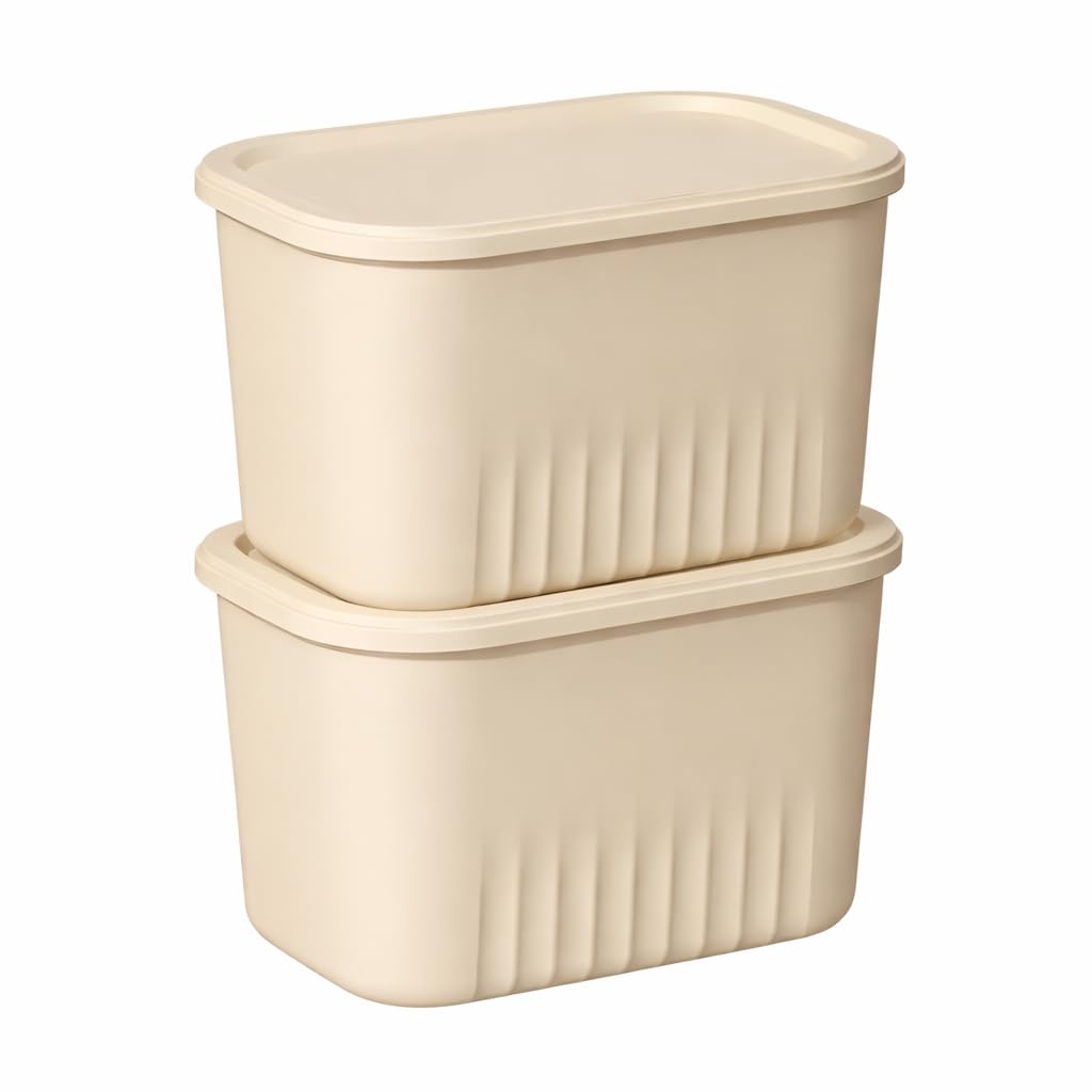 KiZY Multipurpose Stackable Storage Box | Durable Plastic Bins | for Closet, Pantry, Kitchen, Bedroom & Kids Room | Space Saving Home Organization. (Medium: 24x16x14.5 CM, 2, count)
