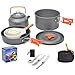通用 Zestaw garnków kempingowych, aluminiowy zestaw patelni do kuchenki kempingowej z czajnikiem, lekki garnek kempingowy i patelnia dla 2 do 3 osób na kemping, wędrówki, piknik