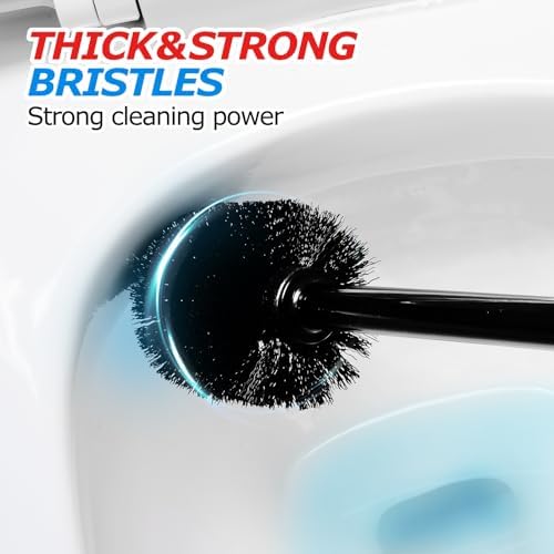 FORASTO 2in1 Toilet Brush and Plunger Set - Bathroom Bowl Holder Combo - 4