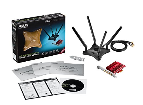 Asus Pce-Ac88 Dual-Band 4X4 Ac3100 Wifi Pcie Adapter With Heat Sink And External Magnetic Antenna Base Allows Flexible Antenna Placement To Maximize Coverage #TOP3